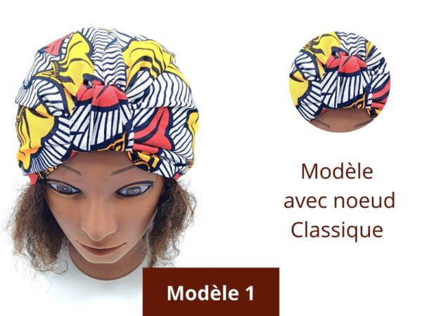 Bonnet Turban en Wax et Satin Fleurs de Mariage chez Boucl'Ebene by Aime Ti_10