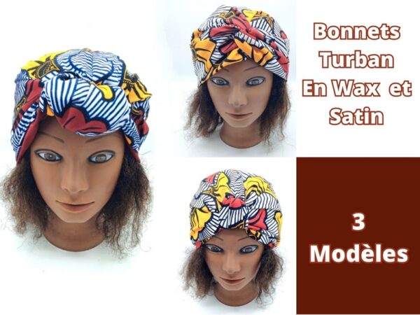 Bonnet Turban en Wax et Satin Fleurs de Mariage chez Boucl'Ebene by Aime Ti_3