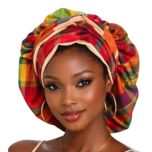 bonnet madras satin rouge vert orange_1