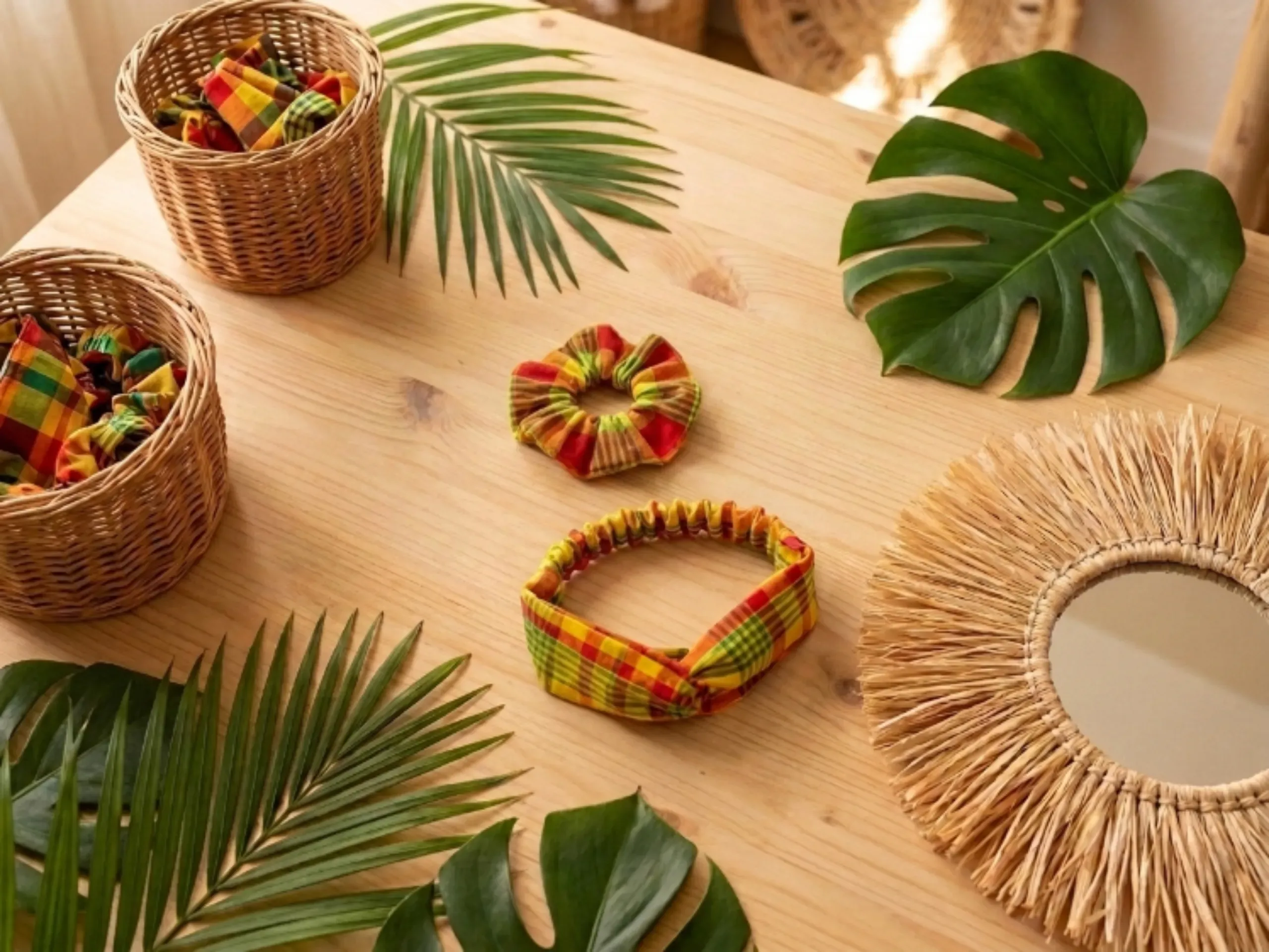 Duo Bandeau Croisé & Scrunchie Madras – Image 2